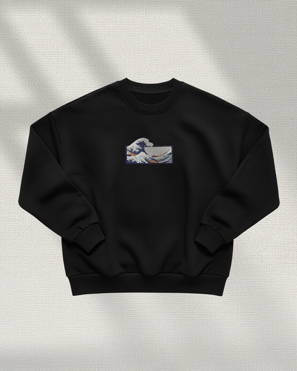The Great Wave Off Kanagawa - Embroidered - Oversized Crew