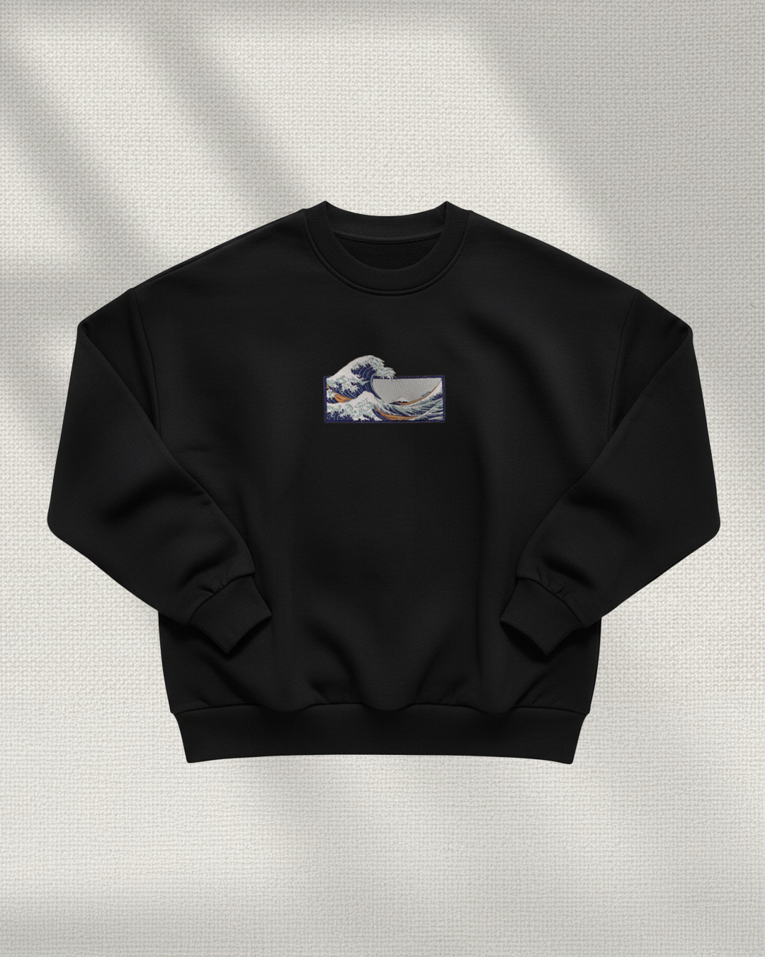 The Great Wave Off Kanagawa - Embroidered - Oversized Crew