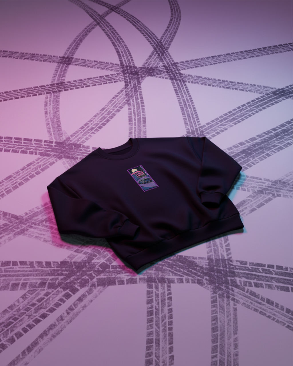 Neon Drift - Embroidered - Oversized Crew