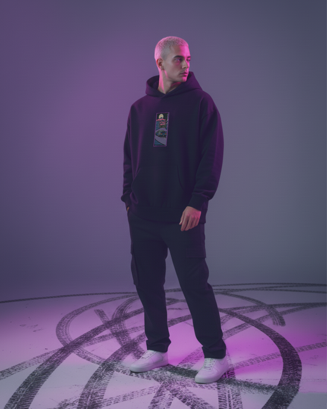 Neon Drift - Embroidered - Oversized Hoodie