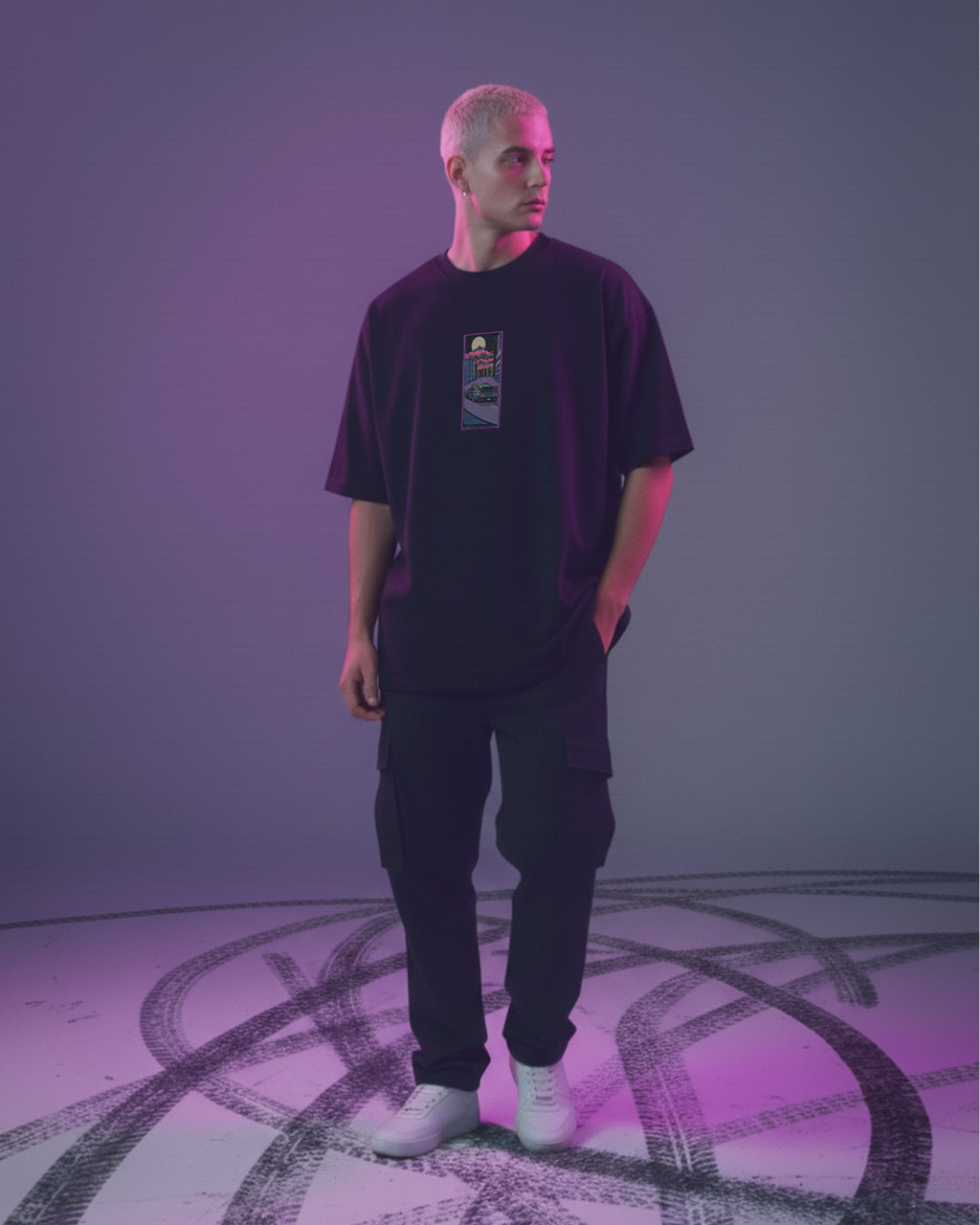 Neon Drift - Embroidered - Oversized Tee