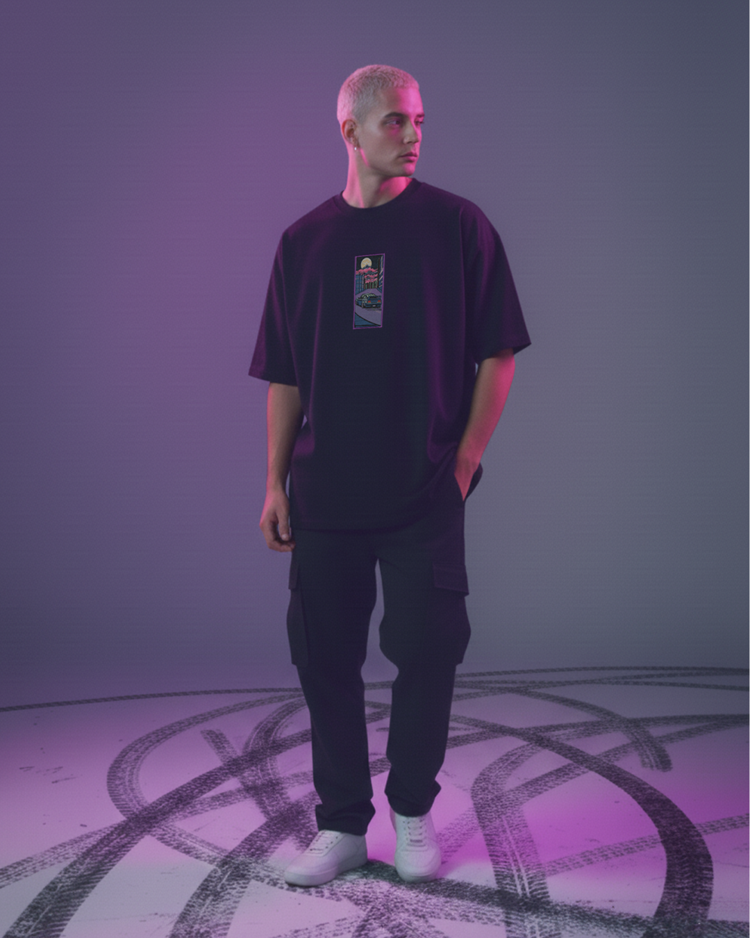 Neon Drift - Embroidered - Oversized Tee