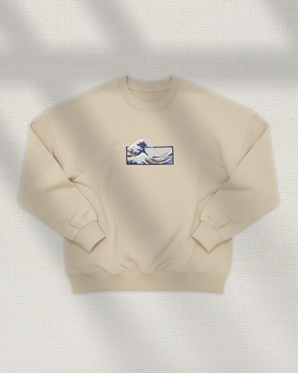 The Great Wave Off Kanagawa - Embroidered - Oversized Crew