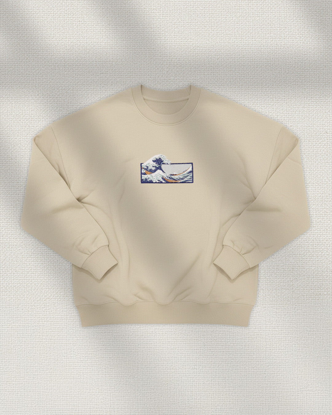 The Great Wave Off Kanagawa - Embroidered - Oversized Crew